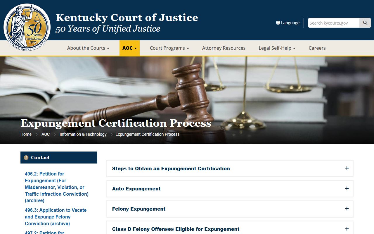 Pulaski County Court records Kentucky expungement process