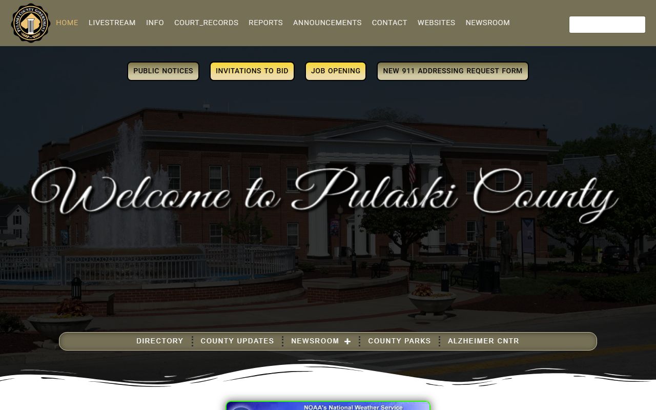 Pulaski County Court records government homepage