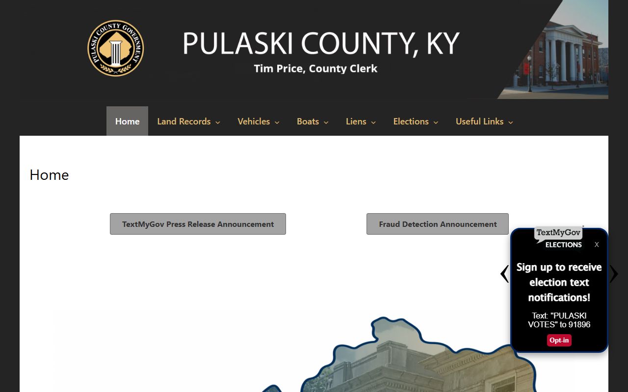 Pulaski County Clerk marriage and county records homepage