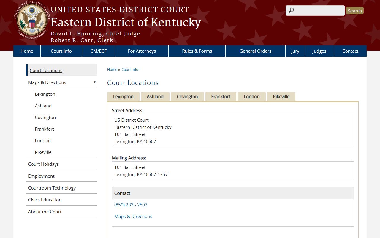 Pulaski County court dockets Eastern District court locations