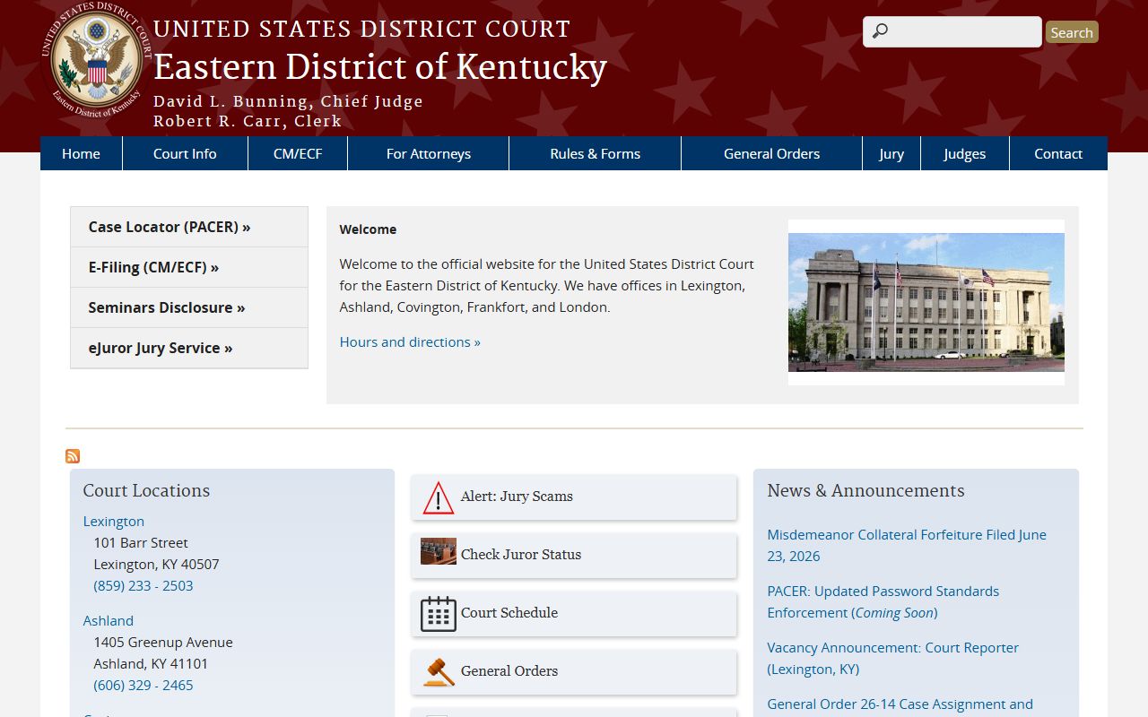 Pulaski County court dockets U.S. District Court Eastern District
