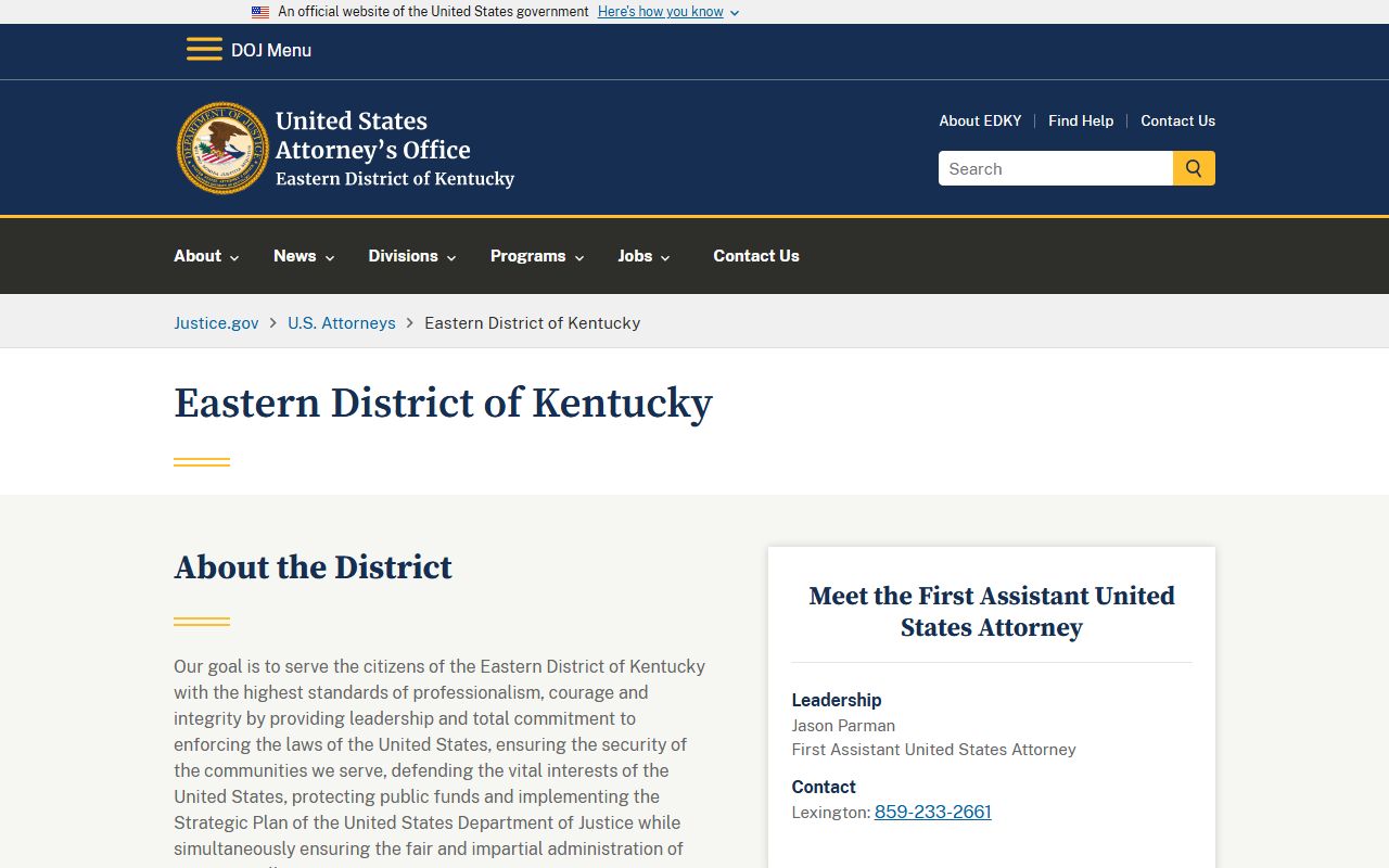 Pulaski County criminal court records U.S. Attorney Eastern District of Kentucky