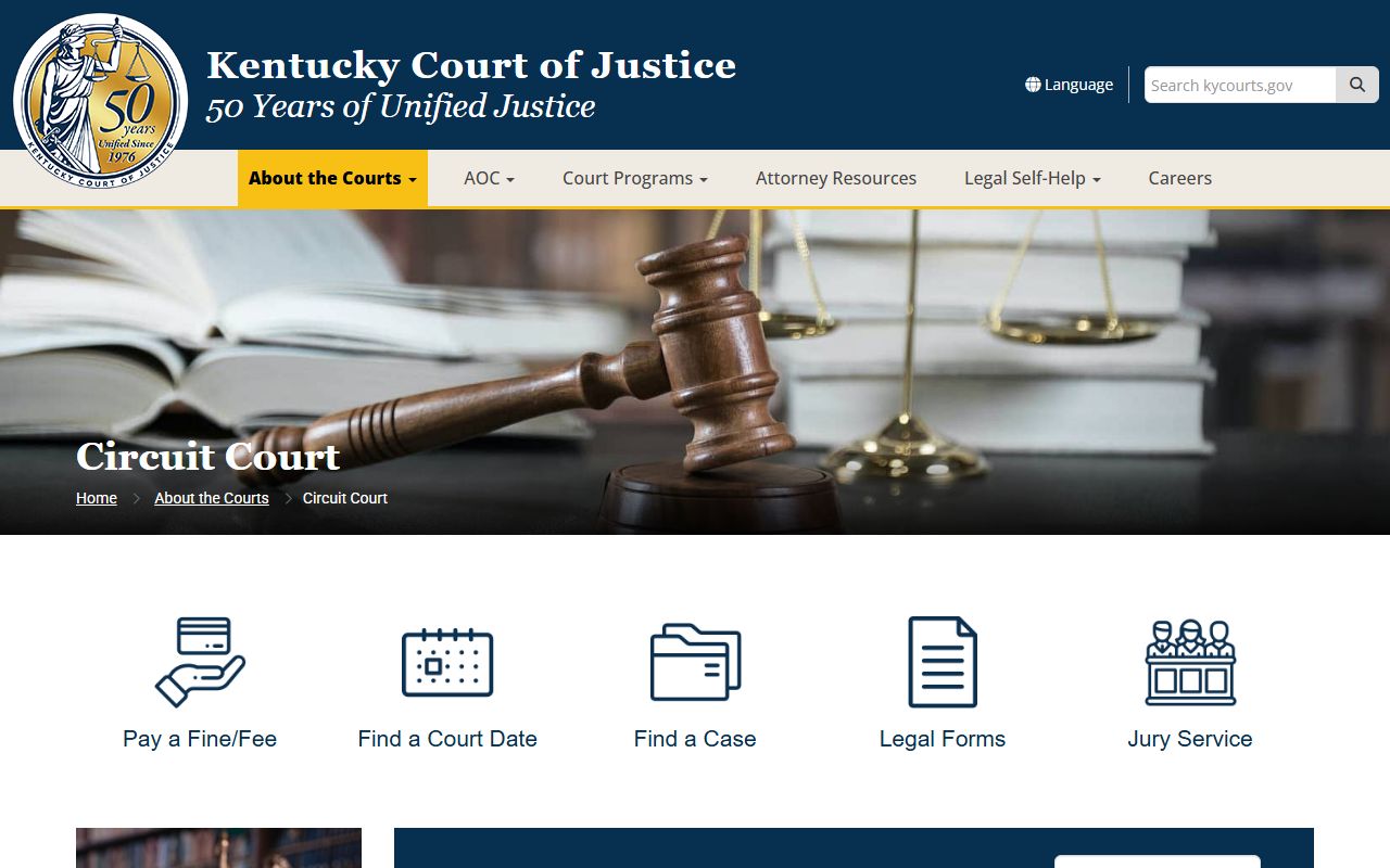 Pulaski County Circuit Court Kentucky Court of Justice jurisdiction page