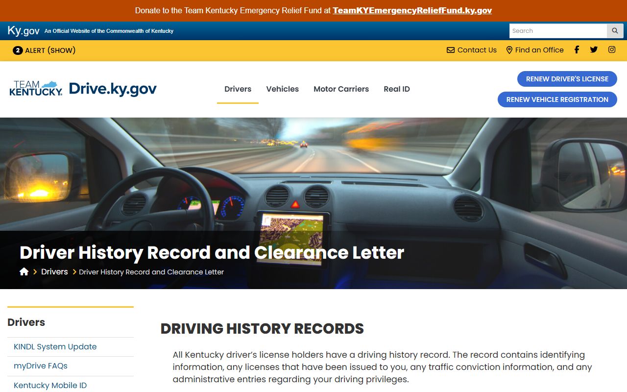 Pulaski County traffic court records Kentucky driver history records